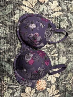 Cacique Purple Floral Underwire T-Shirt Bra